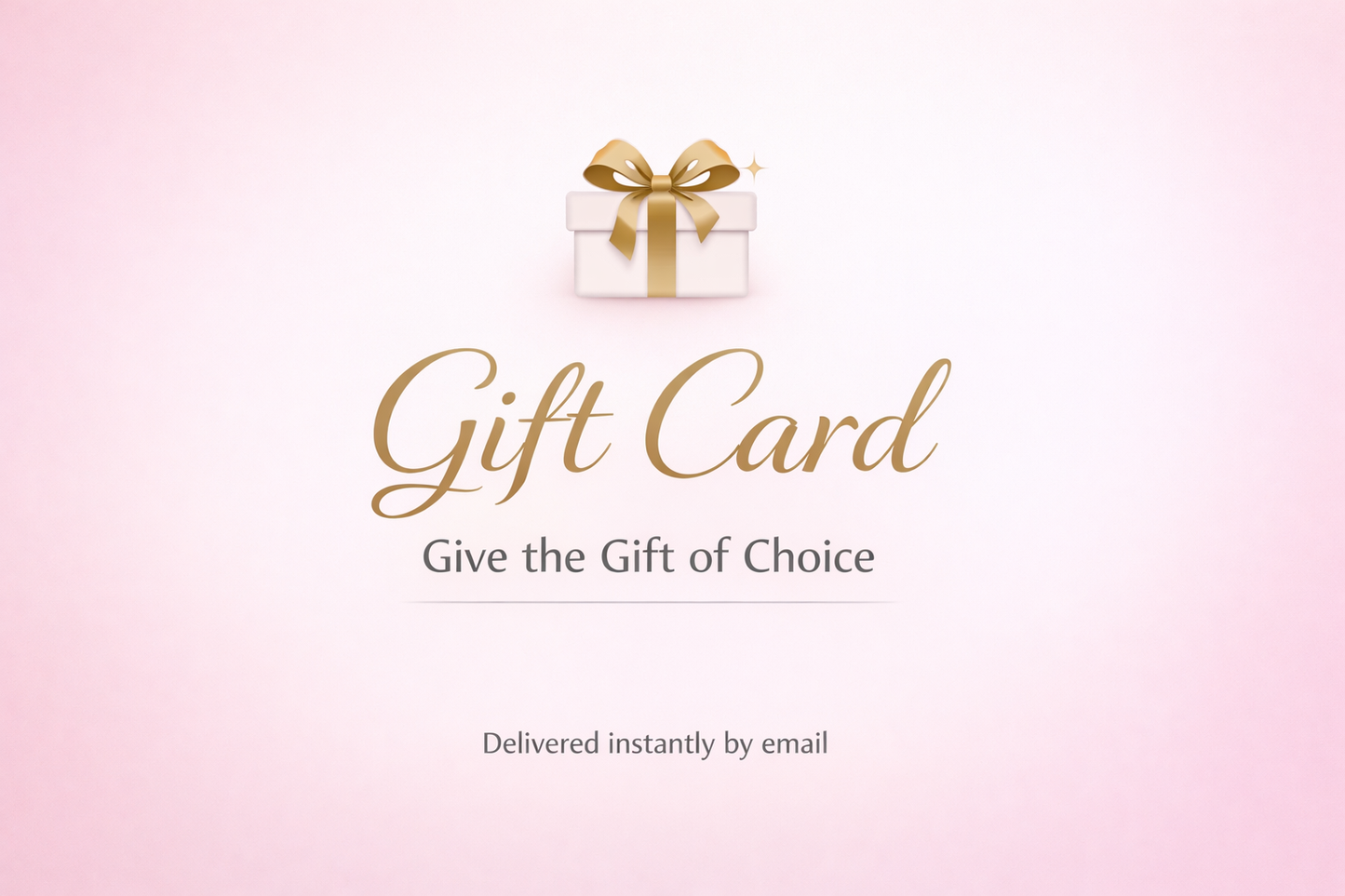 Gift card with a gold bow on a pink gradient background
