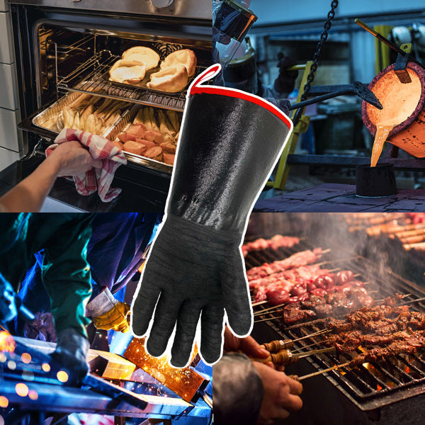14"  Pro-Grade Heat Resistant BBQ Gloves (1472°F)